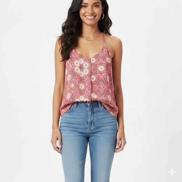 Vince Camuto Sleeveless Tunic Top Loose Flowy Tank Halter High Neck Chiffon XS - Picture 1 of 16